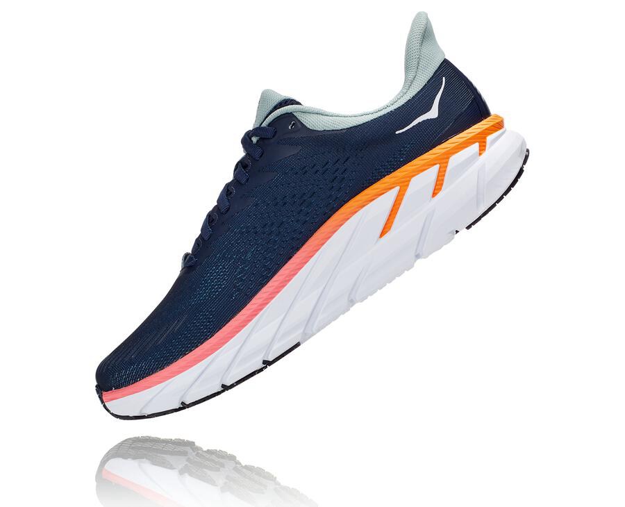 Chaussure Running Hoka One One Clifton 7 Femme - Bleu Marine/Blanche - HYQ-612804